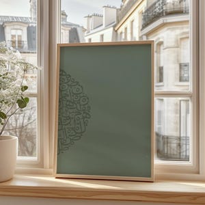 Modern Islamic Calligraphy Wall Print – Arabic Art in Deep Green with Gold Frame Look for Elegant Spiritual Decor in Home or Prayer Room