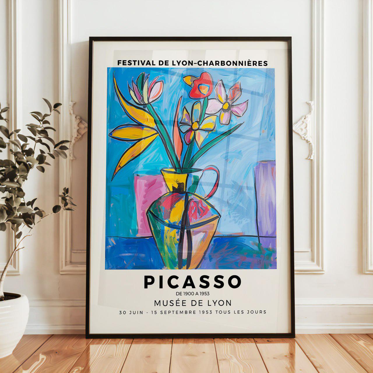 Picasso Art Poster - Festival De Lyon 1953, Vintage Flower