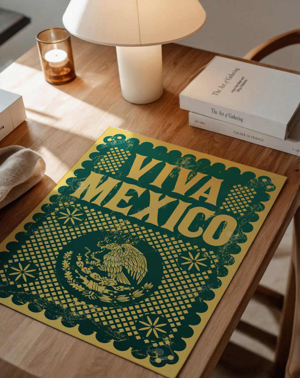 Viva Mexico Retro Art Print - Cool Typography and Traditional