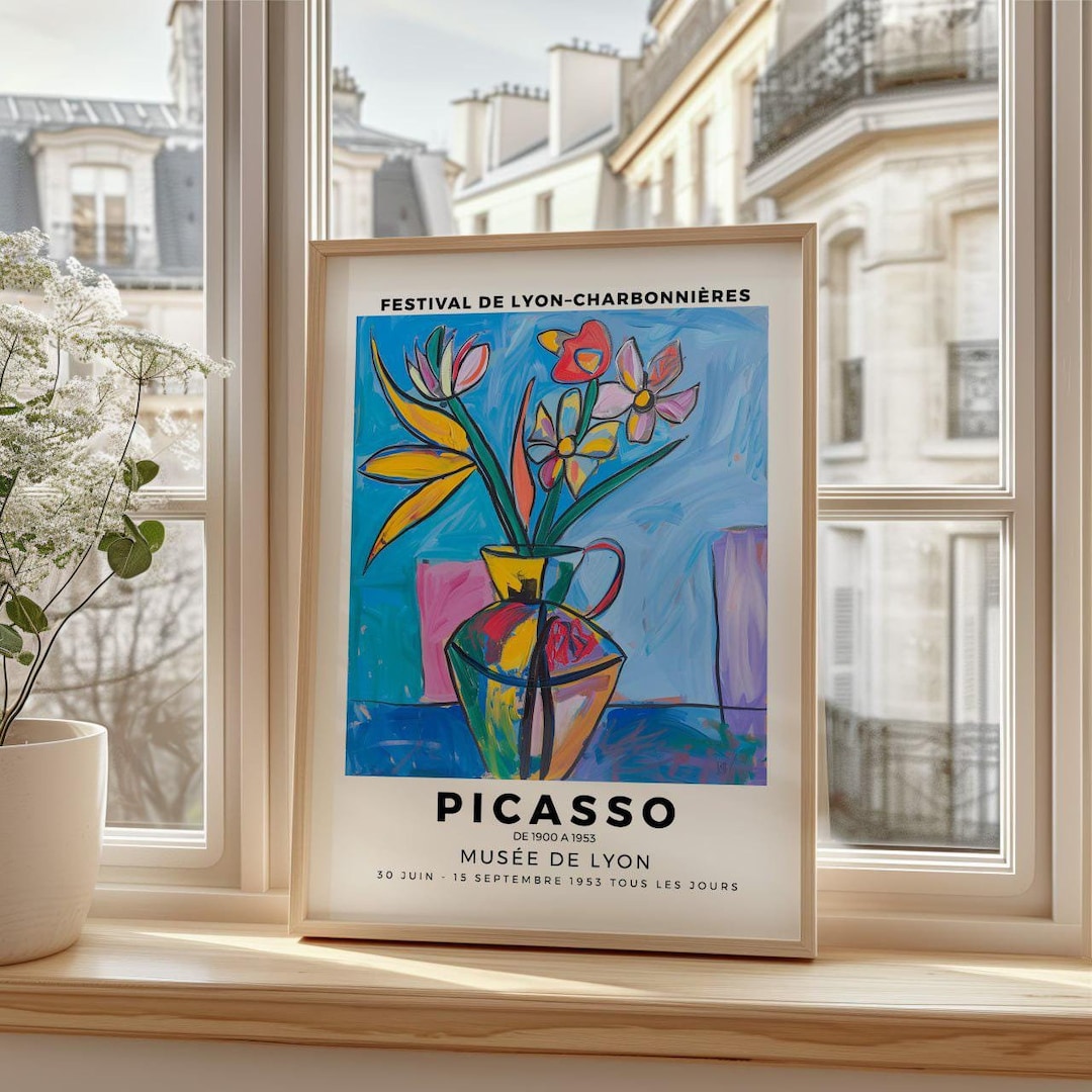Picasso Art Poster - Festival De Lyon 1953, Vintage Flower