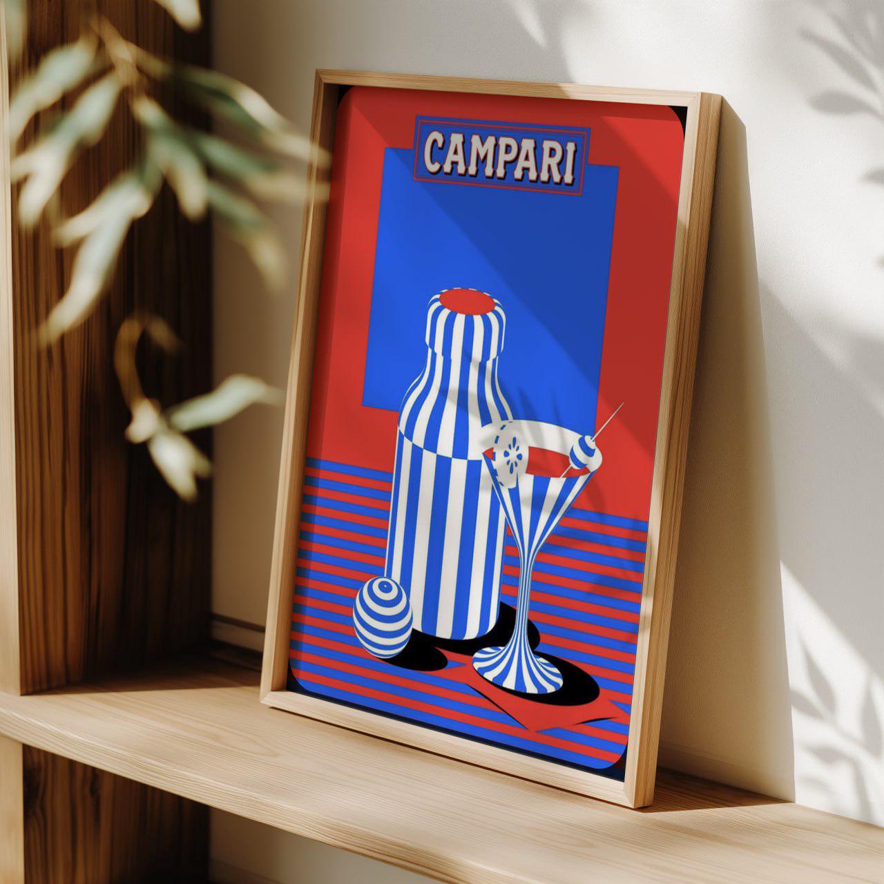 カンパリのヴィンテージポスター、レトロなカクテルウォール