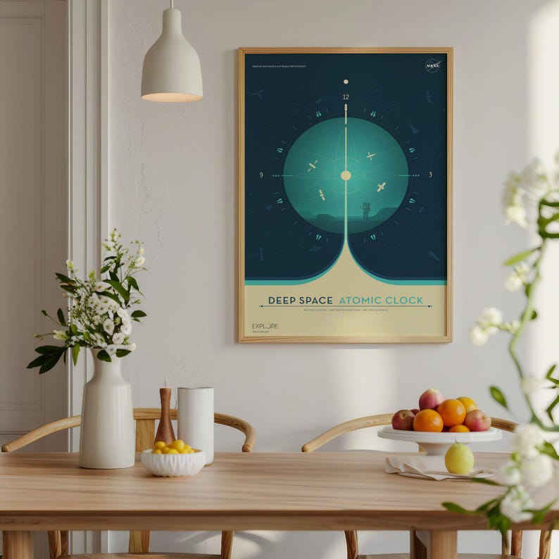 Deep Space Atomic Clock Poster NASA Space Exploration Art Modern