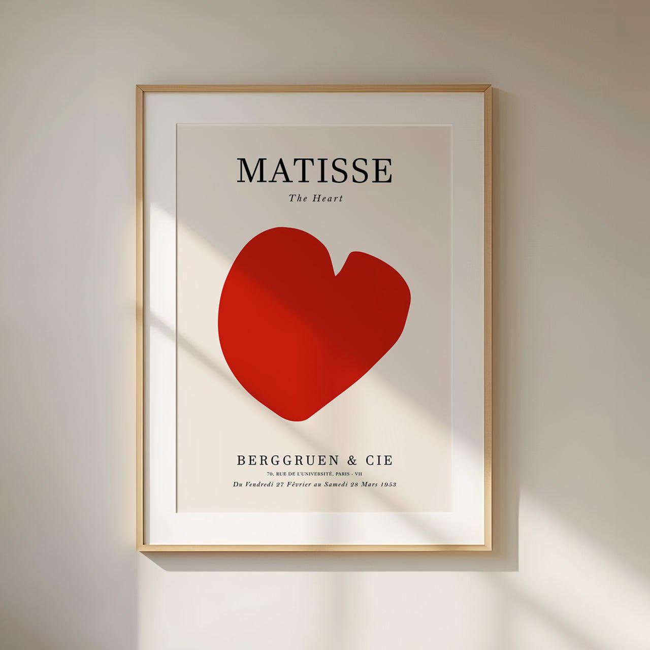 Matisse Heart Poster | High Quality Minimalist Art Print | Red Heart by Henri Matisse | Elegant Gallery Wall Decor | Classic Modern Art