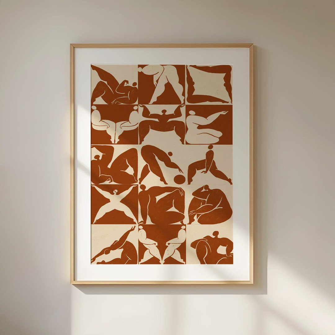Abstract Human Figures Art Print - Dynamic and Fluid Geometric Design ...