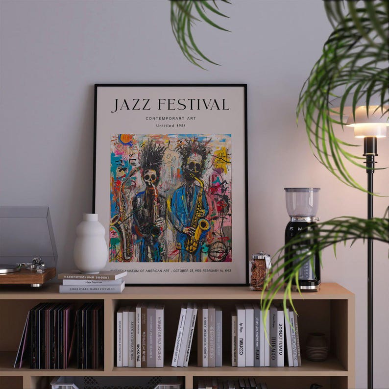 Jazz Festival Art Poster Colorful Abstract Musicians Print Contemporary