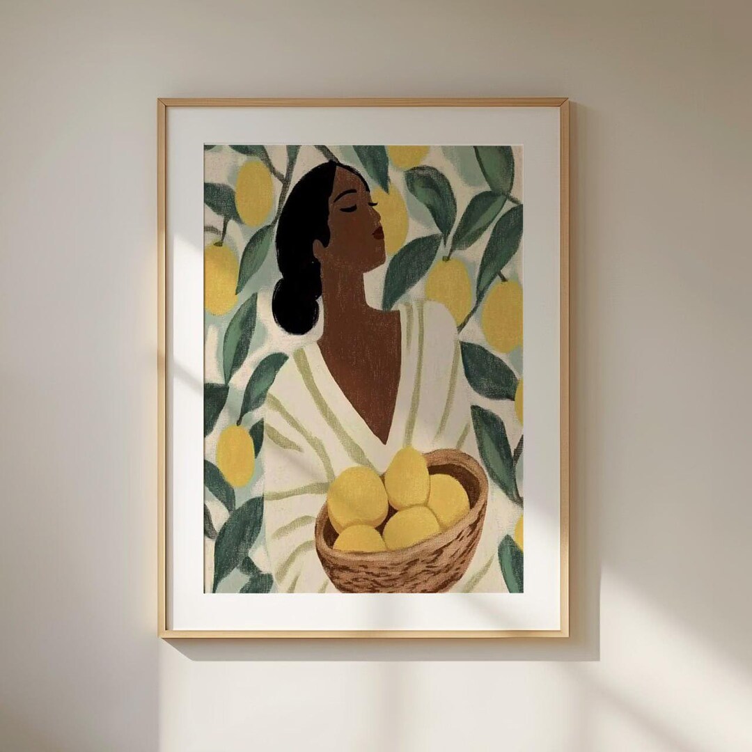 Black Woman With Lemons Poster, High-quality Art Print