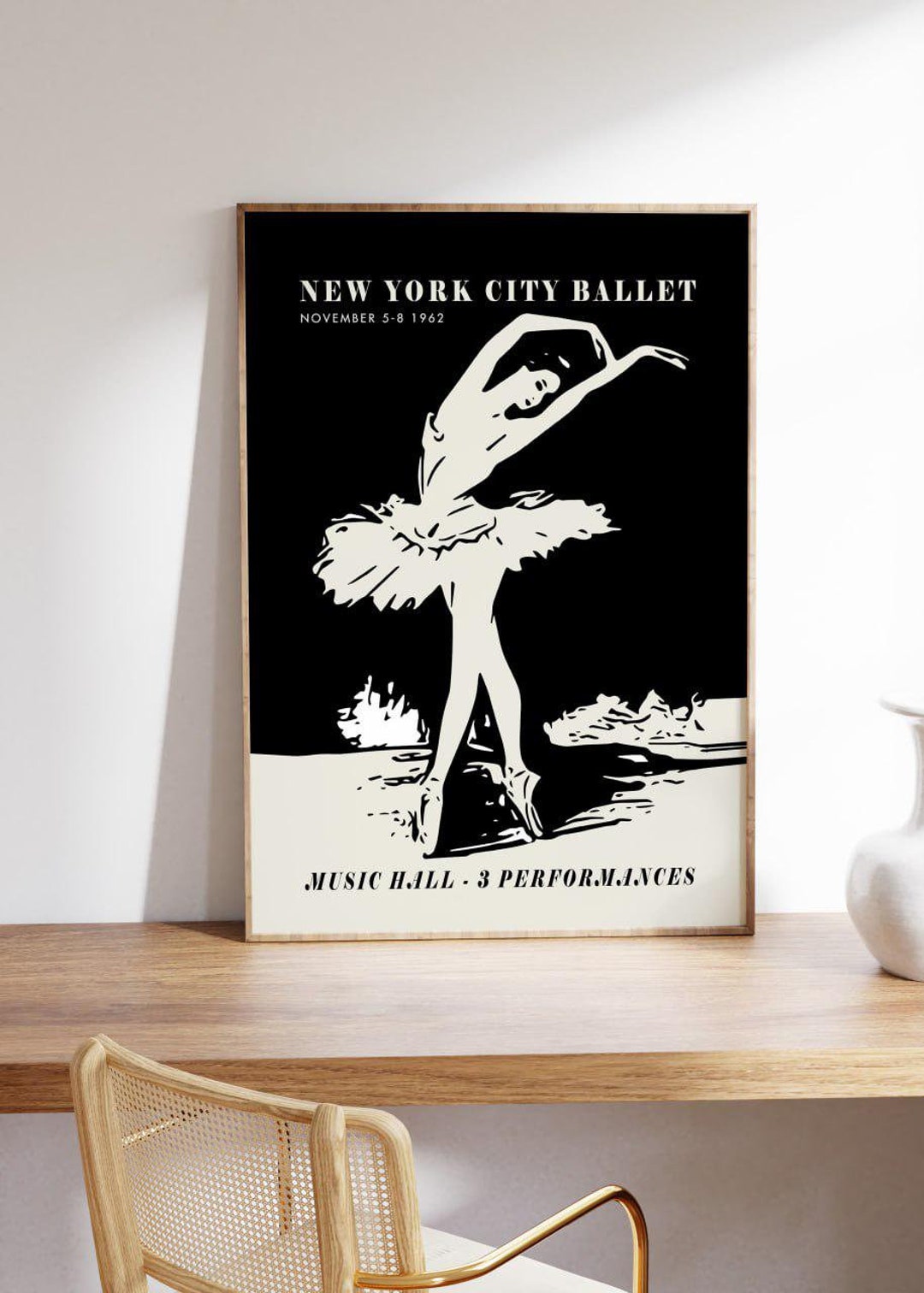 New York City Ballet Poster - Black and White Ballerina