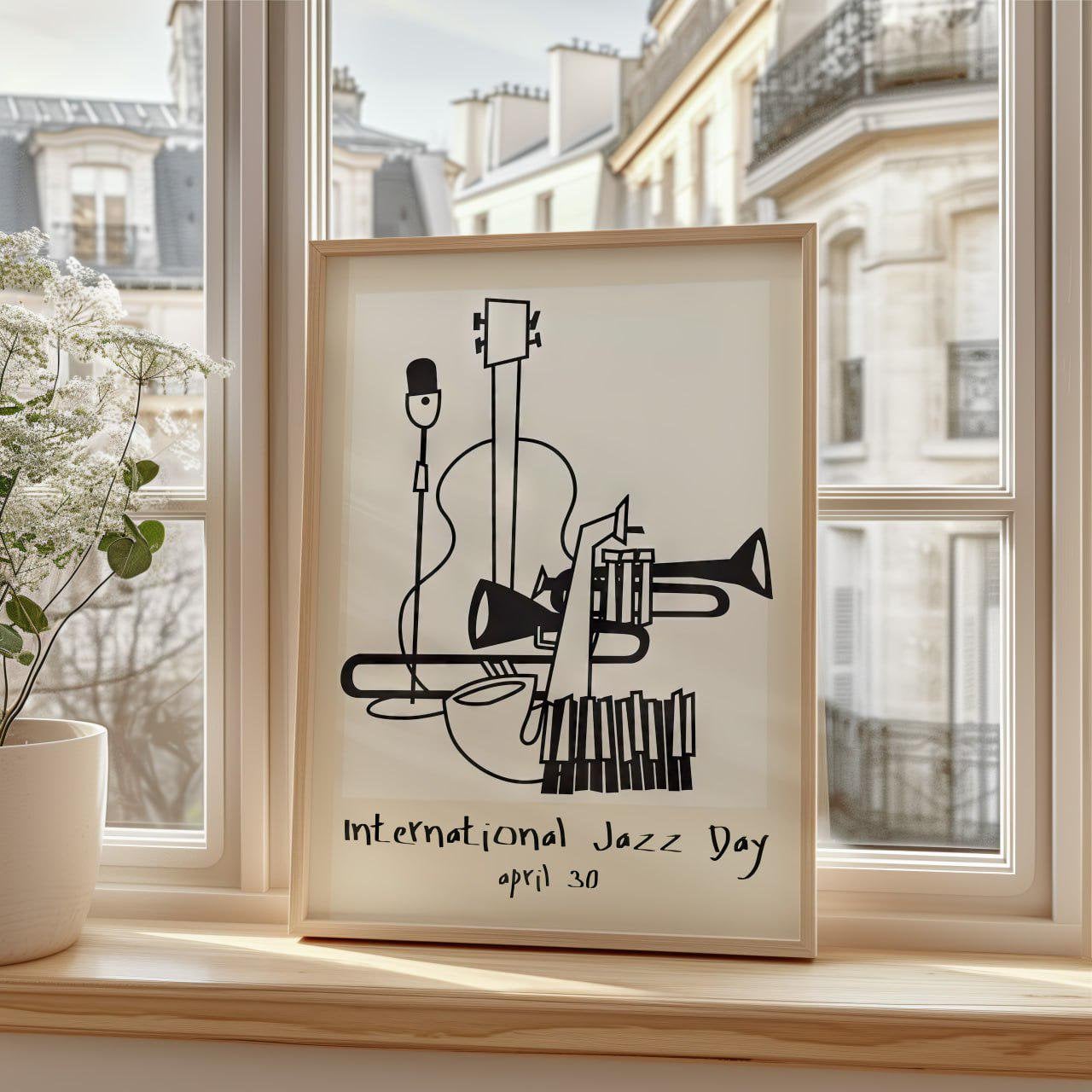 Vintage International Jazz Day Poster - Minimalist Music Art Print