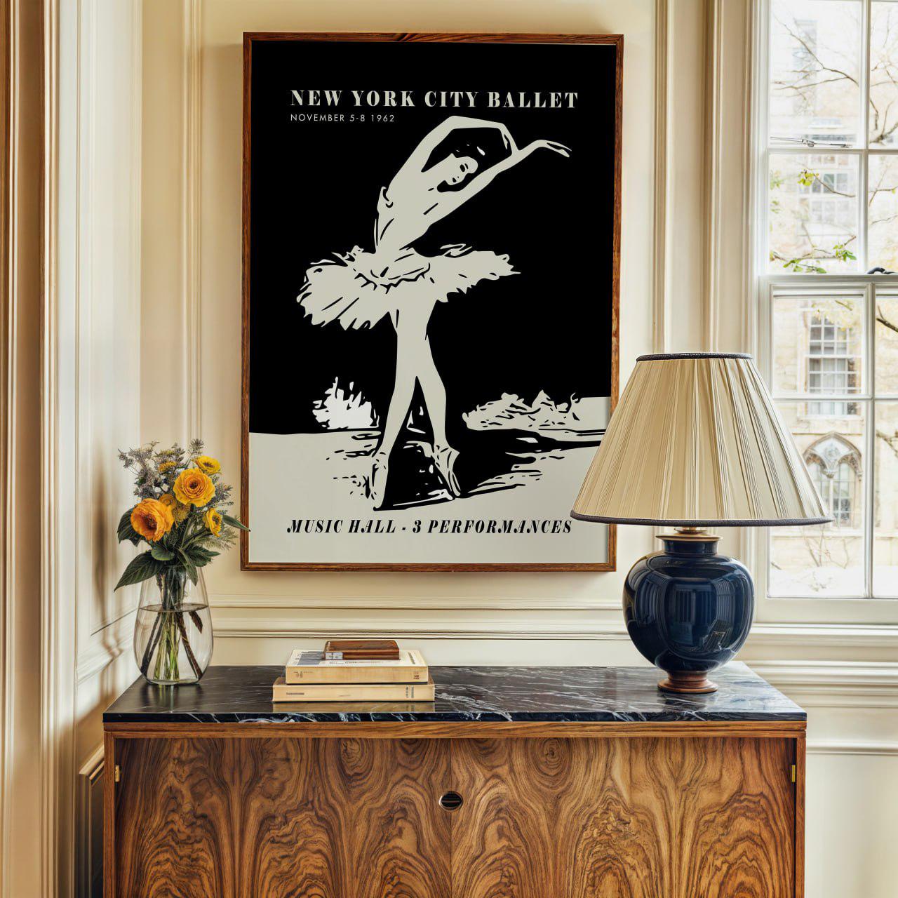 New York City Ballet Poster - Black and White Ballerina
