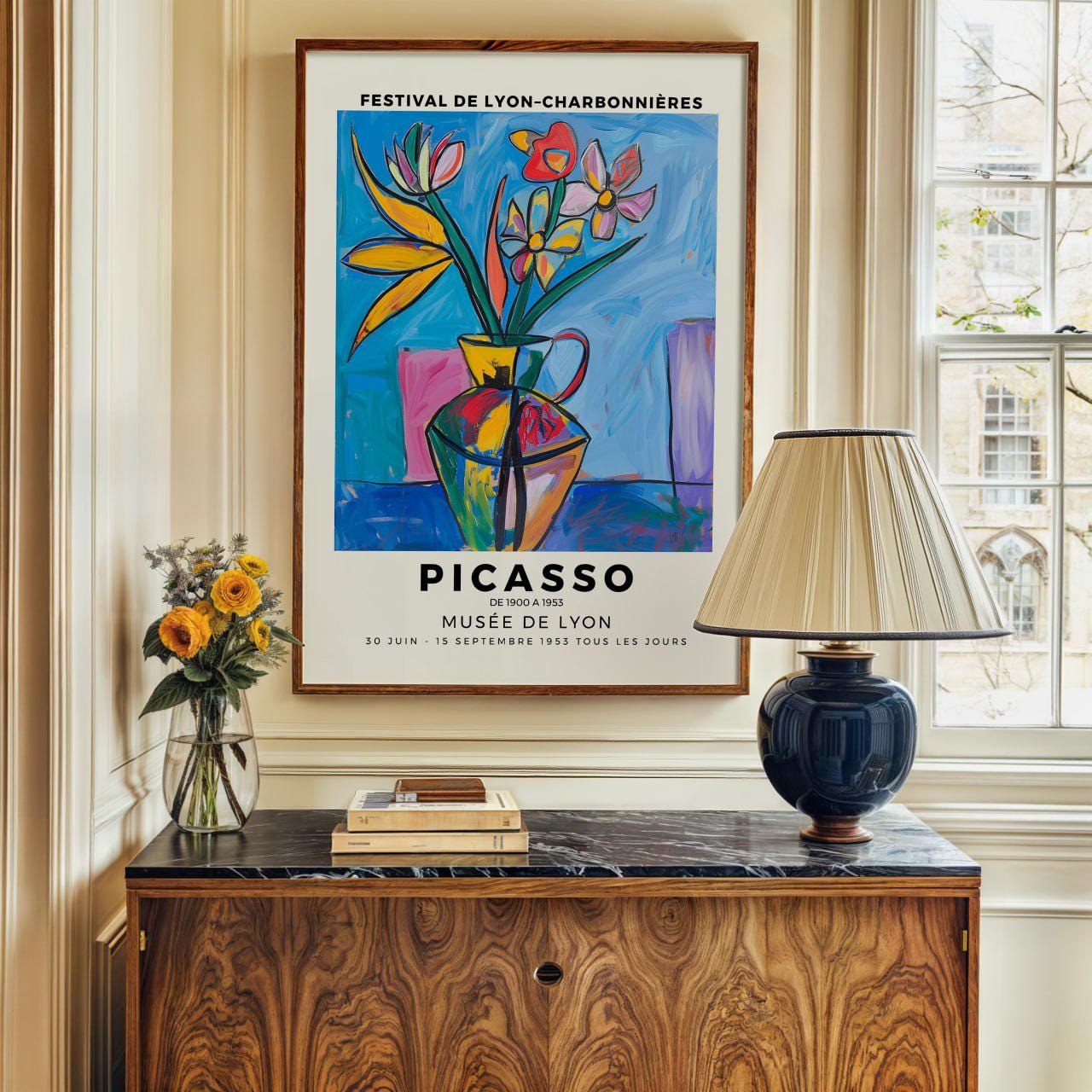 Picasso Art Poster - Festival De Lyon 1953, Vintage Flower