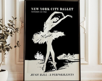 New York City Ballet Poster - Black and White Ballerina