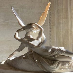 Cupid and Psyche Sculpture Poster – Neoclassical Art Print of Eternal Love and Passion – Romantic Marble Statue for Elegant Wall Decor