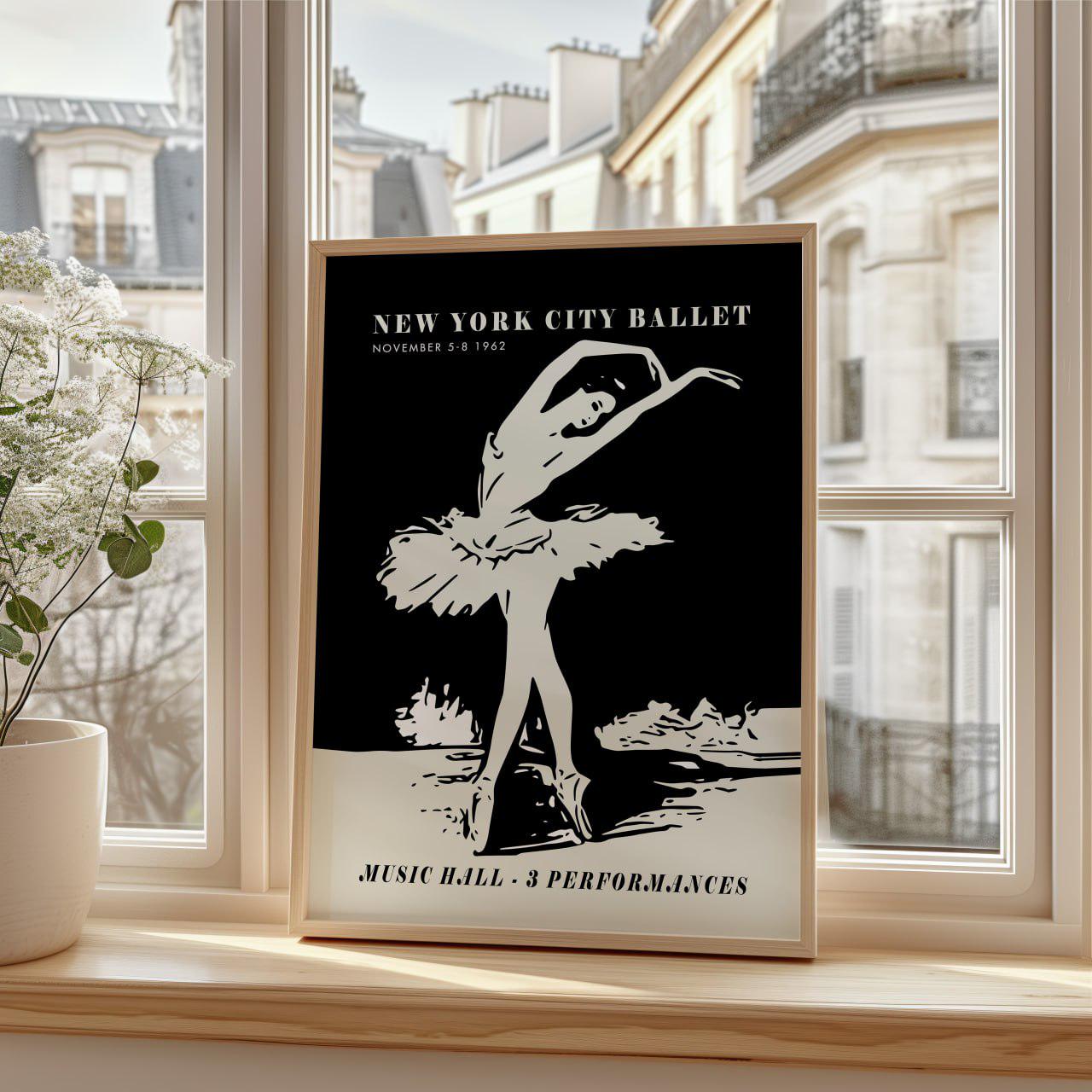 New York City Ballet Poster - Black and White Ballerina