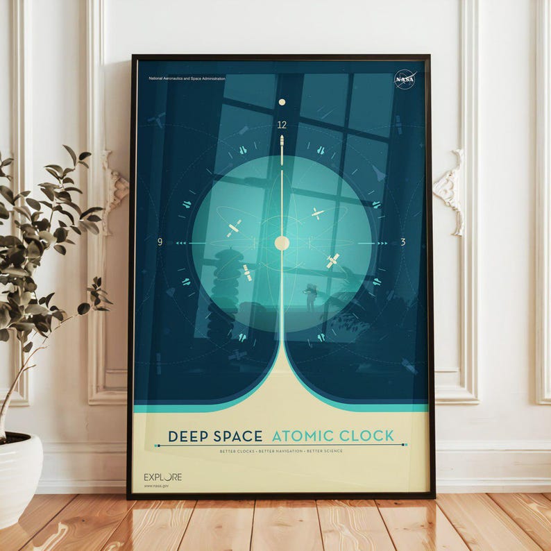 Deep Space Atomic Clock Poster NASA Space Exploration Art Modern