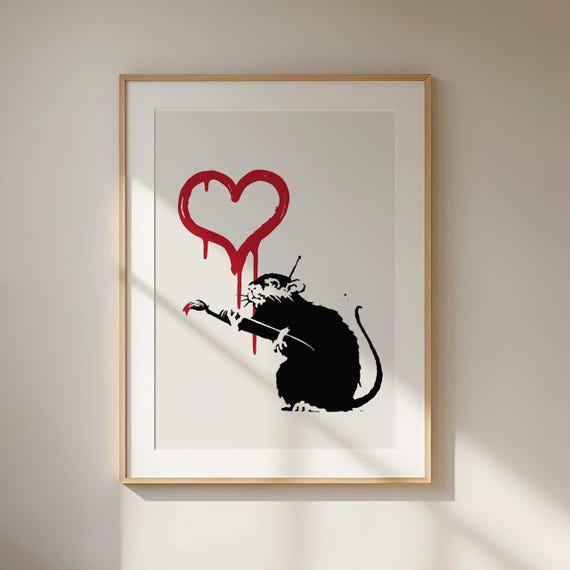 Banksy Love Rat Poster | High Quality Print of Famous Graffiti Art