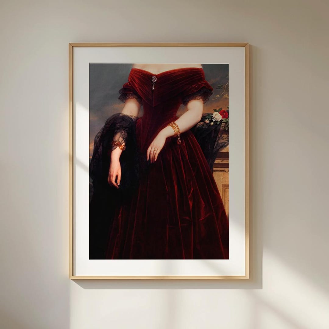 Elegant Victorian Lady Print - Classic Fine Art Poster - Regal Red ...