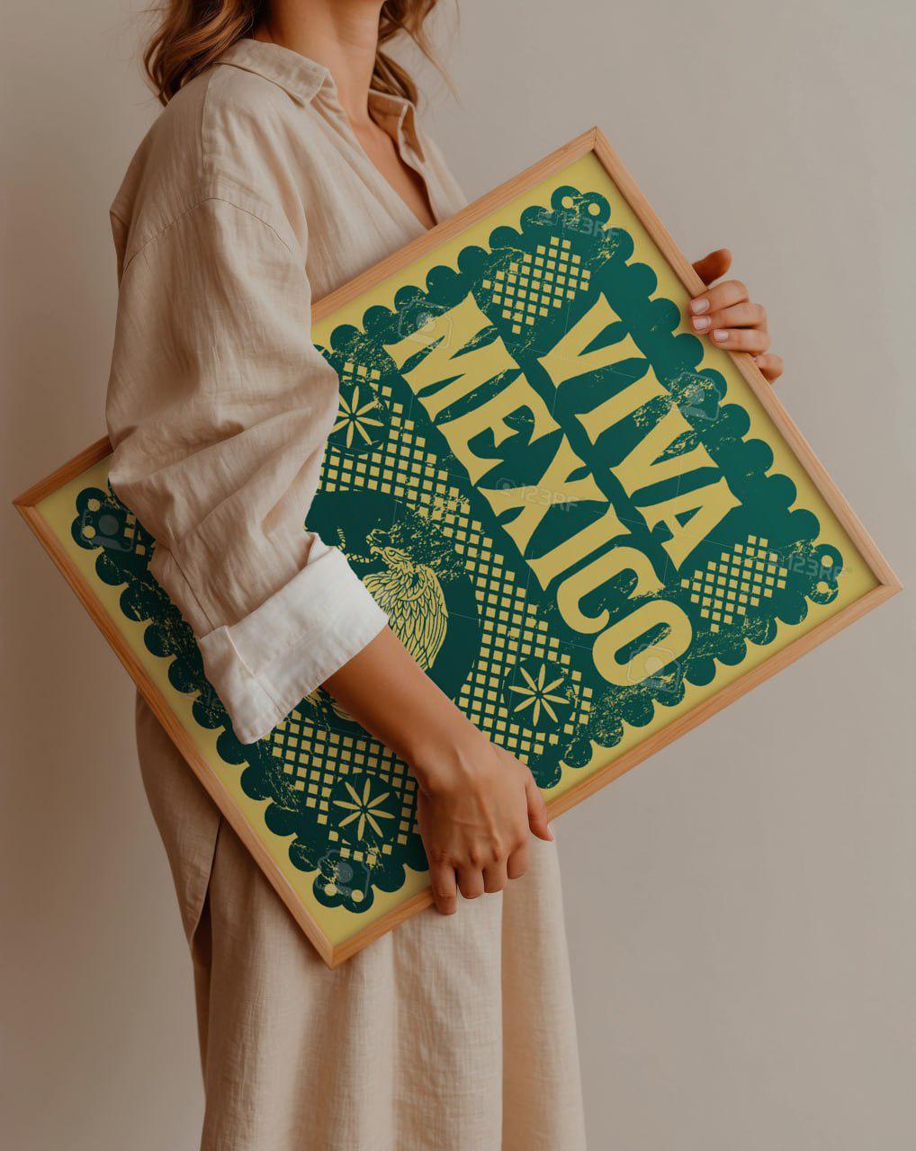 Viva Mexico Retro Art Print - Cool Typography and Traditional