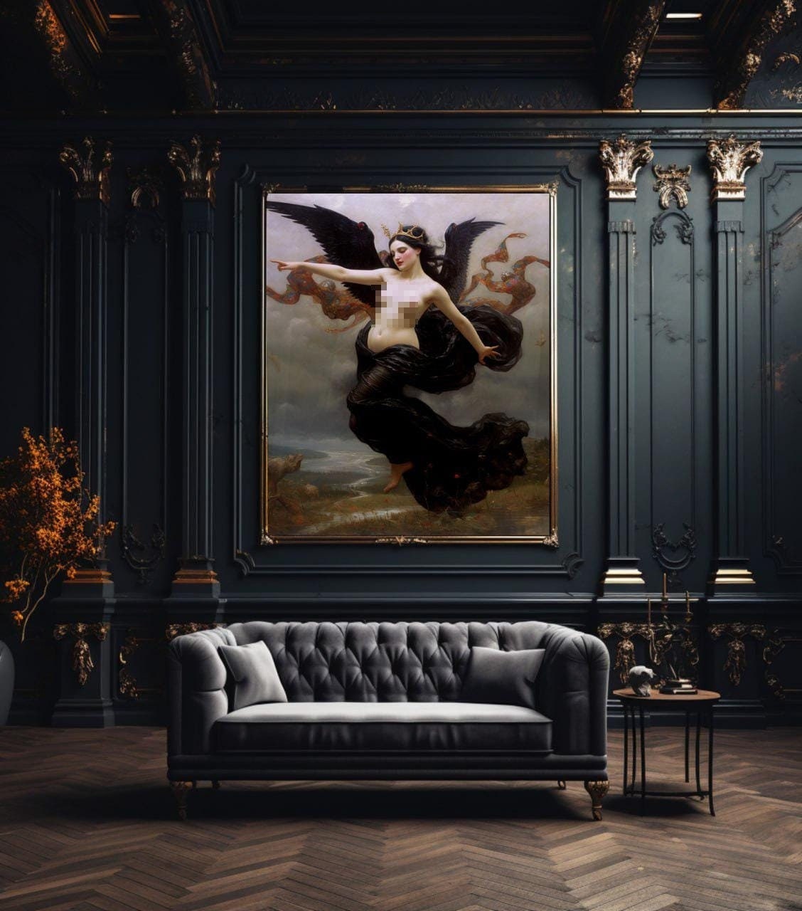 Dark Lilith Art Print - Vintage Demon Goddess Poster, Mystical Wiccan Wall Art, Enigmatic Witchcraft Decor for Magical Spaces