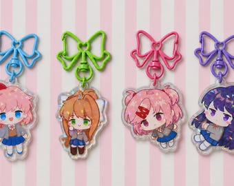 DDLC Acrylic Keychains, Doki Doki Literature Club fan art, Monika, Yuri, Sayori, Natsuki Inspired Charm