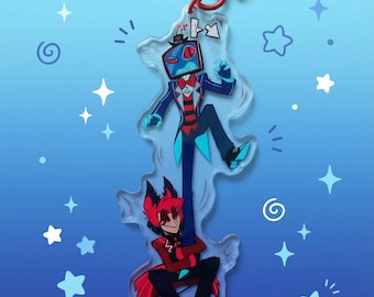Long leg Vox Keychain, Hazbin Hotel Inspired Keychain, TV Demon Keyring, Alastor Radio Demon Fan art