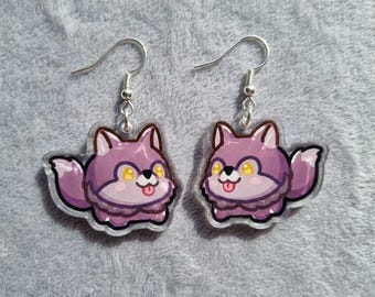 Love and Deep Space Wolfie Acrylic Sliver Earrings, LADS Valko Wolfie Charm, Valko Fans Art