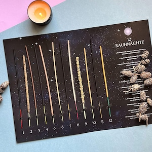 Rauhnächte Räucherstäbchen Set | 12 Räucher-Stäbchen mit Beschreibung | Weihrauch Lavendel Smudge-Räucherstäbchen Ritual