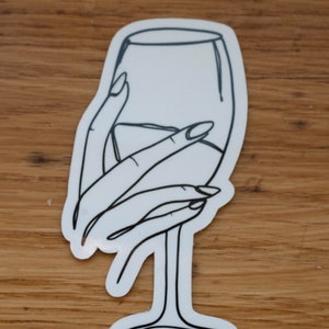 Weinglas Aufkleber | Linie Zeichnung Aufkleber | Minimalistischer Aufkleber | Weinglas Strichzeichnung | Weinliebhaber Aufkleber | Eleganter Weinglas Aufkleber