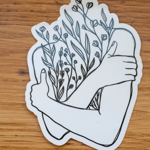 Blumen Umarmungsaufkleber, Blumenumarmung, Blumenliebhaber Aufkleber, Blumenliebhaber Geschenk, gemütlicher Blumenaufkleber, hochwertiger Blumenaufkleber, großer Blumenaufkleber