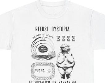 Refuse Dystopia Ecosocialist tee Social Ecology Eco Anarchist Permaculture Socialism Anarchism Communism Marxism Radical Environmentalism