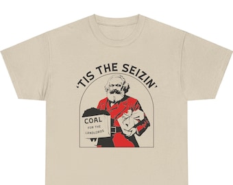 Karl Marx communistisch kerst-T-shirt grappig links T-shirt eet de rijken socialist kerstman kerstcadeau socialisme grijp de middelen anti-kapitalistisch