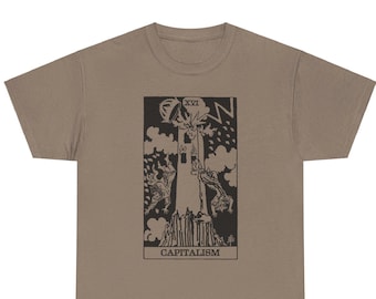 T-shirt anticapitaliste carte de tarot T-shirt gauchiste drôle Cadeau socialiste Cadeau anarchiste T-shirt Halloween fantasmagorique marxiste The Tower Card Costume