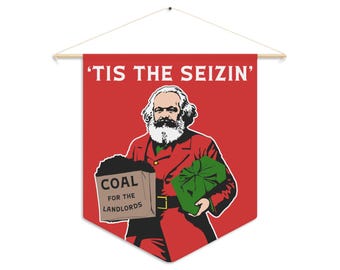 Marxist Holiday Pennant Karl Marx Communist Christmas Decor Funny Leftist Eat the Rich Socialist Santa Xmas gift Socialism anti-capitalist
