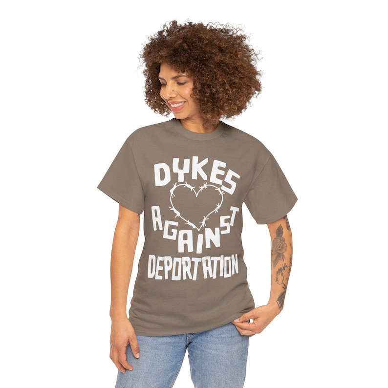 Dykes Against Deportation Shirt Queer Immigrant Solidarity Abolish ICE Anti-Fascist LGBT Pride Protest T-Shirt Queer Anarchist Socialist Tee image 9