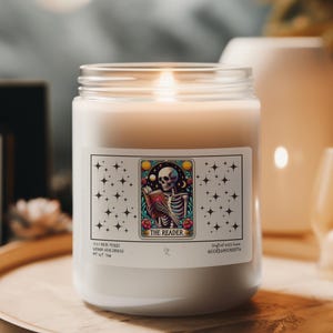 The Reader Tarot Candle Gift v1 Book Lover Candle Gift Cozy Reading Candle Bookworm Candle Avid Reader Gift for Her Book Nook Candle
