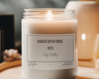 Badass Bitch Quote Sassy Birthday Candle Customizable Year