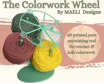 The Colorwork Wheel By Maeli Designs - Herramienta para desenroscar hilo impreso en 3D para crochet y punto - dispensador de hilo - desenroscador de hilo