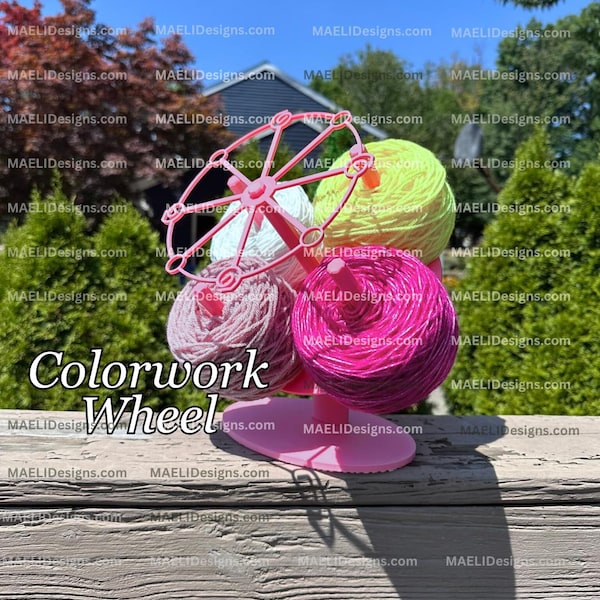 La Rueda de Color V2.0 de Maeli Designs: herramienta impresa en 3D para desenredar hilo en labores de ganchillo y punto con varios colores. Dispensador de hilo.