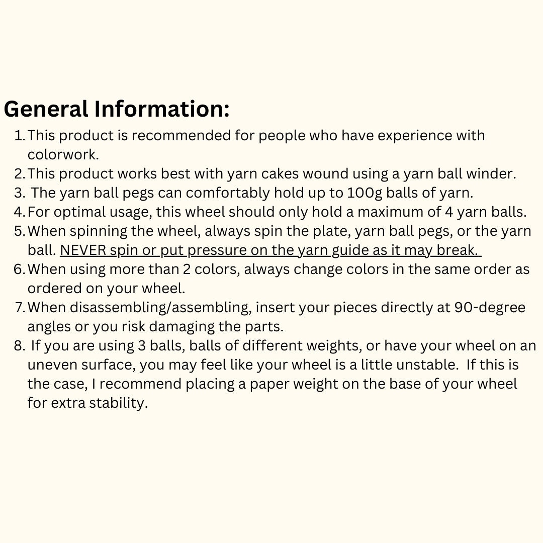 IMPERFECT Colorwork Wheel by Maeli Designs 3D Printed Yarn Untwisting