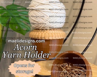 Acorn Yarn Holder with Storage – Portable Yarn Organizer | Crochet Knitting Tool | 3D Printed / Minder / Dispenser / Spinner