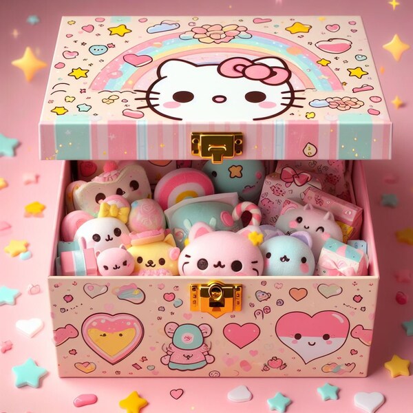 Lucky kawaii Sanrio inspired cute mystery box | Stationery goodies, plushies, stocking filler |