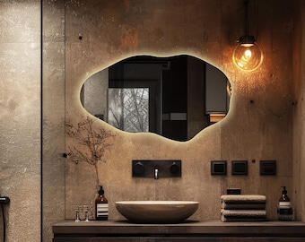 Irregular LED Bathroom Mirror, Wavy Modern Design