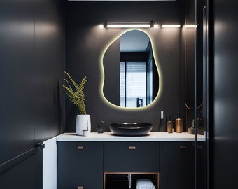 Ganzkörperspiegelleuchten - Stehspiegel in voller Länge - unregelmäßiger Spiegel Badezimmer - gebogener LED Spiegel - gewellter Körperspiegel - LED Spiegel