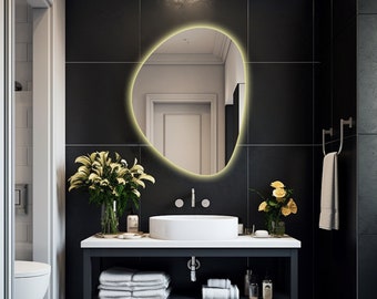 Vanity LED Mirror - Led mirror full length irregular mirror - backlit mirror - mirror with light - led bathroom mirror - asymmetric mirror