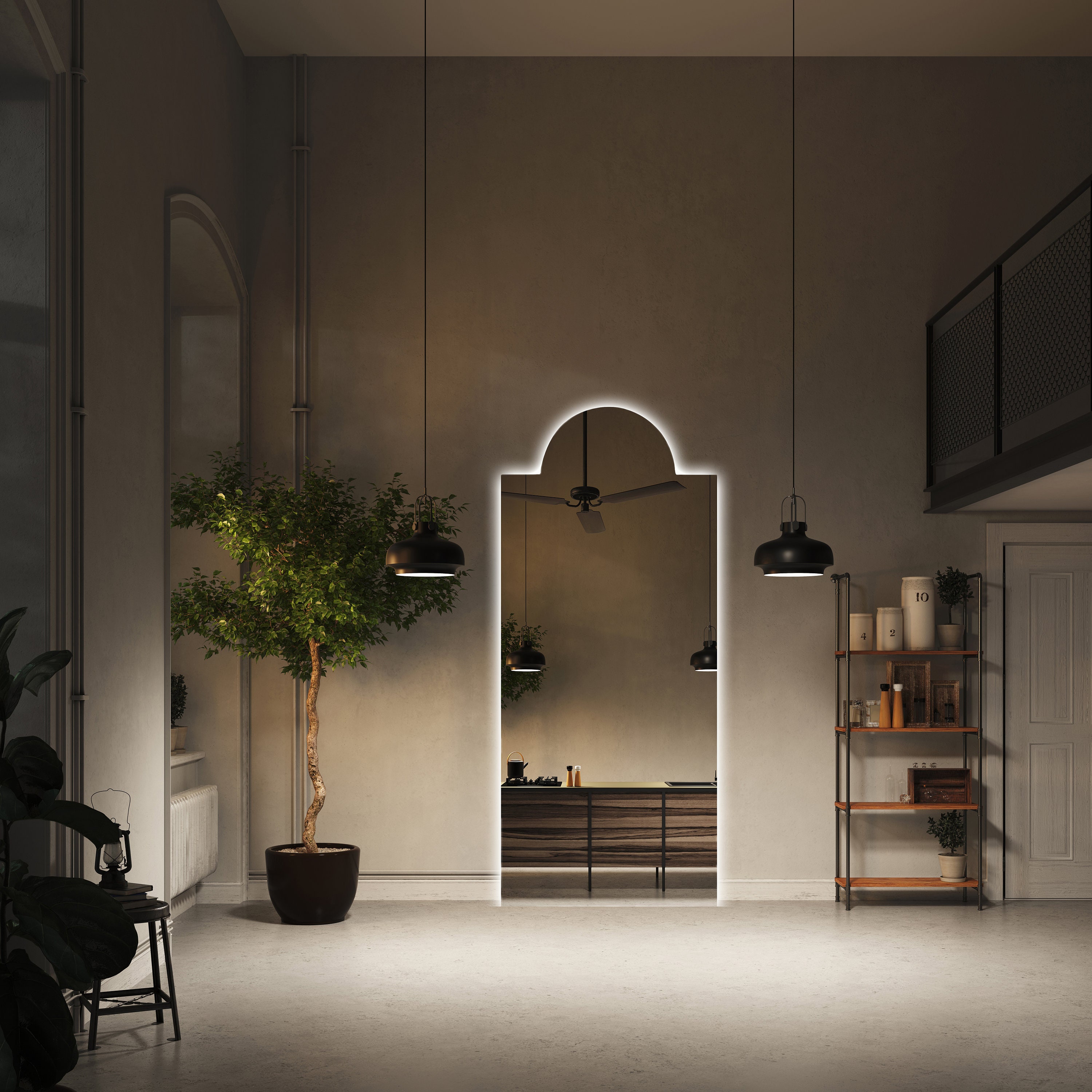 Full Size LED Illuminated Floor Mirror Italian Model LED Large Size ...