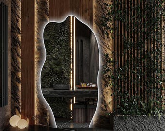 Asymmetrical LED Bathroom Mirror - Abstract Backlit Design