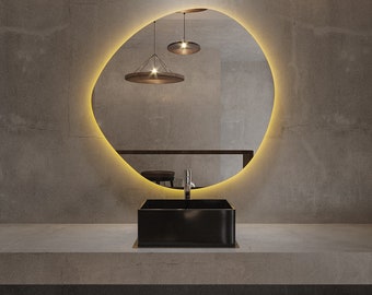 Wall Mirror With Light - Round Mirror With Light On The Back - Bathroom LED Mirror - Modern Mirror - Mirror For Home - İrregular Mirror