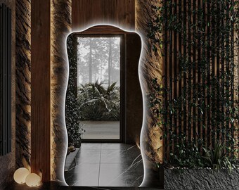 Modern Asymmetrical Large size mirror with light for Home