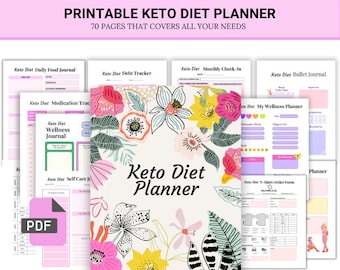 Keto Meal Planner & Food Log | 70-Page Habit Tracker Fitness Journal PDF