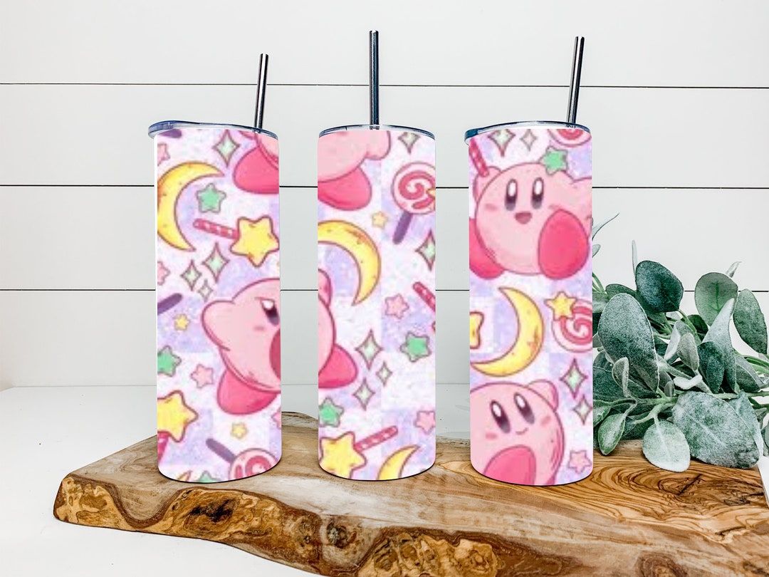 Kirby Stainless Steel Tumbler Kirby Tumbler Cup Kirby Cup With Straw Kawaii Kirby Gifts Custom