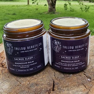 Magnesium Pure ORGANIC TALLOW  balm, Unscented or Lavender, 100% Grass-Fed Beef Tallow. ZEICHSTEIN ultra pure sourced.
